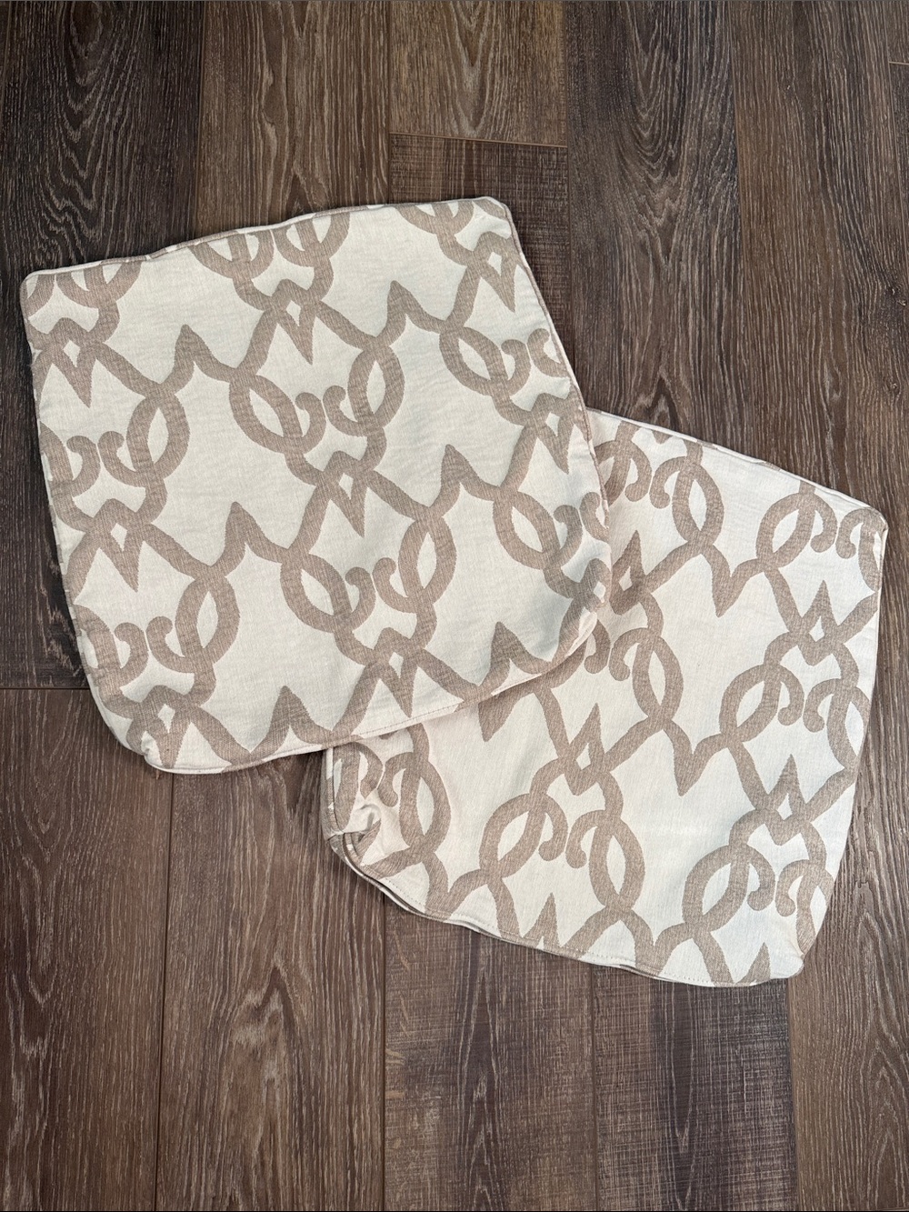 Beige and Tan 18x18 Throw Pillow Covers - Set of 2
